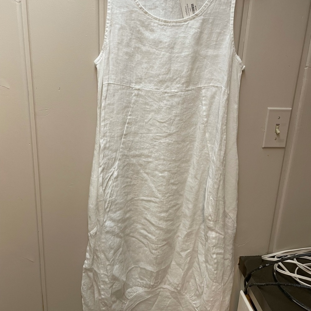 Angela Mara linen white dress (Sundance Catalog)